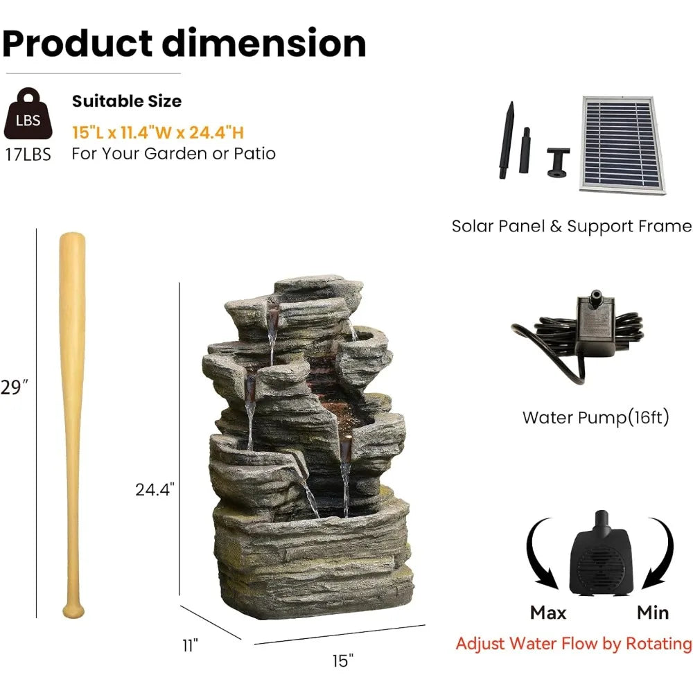 6-Tier Solar Water Fountain
