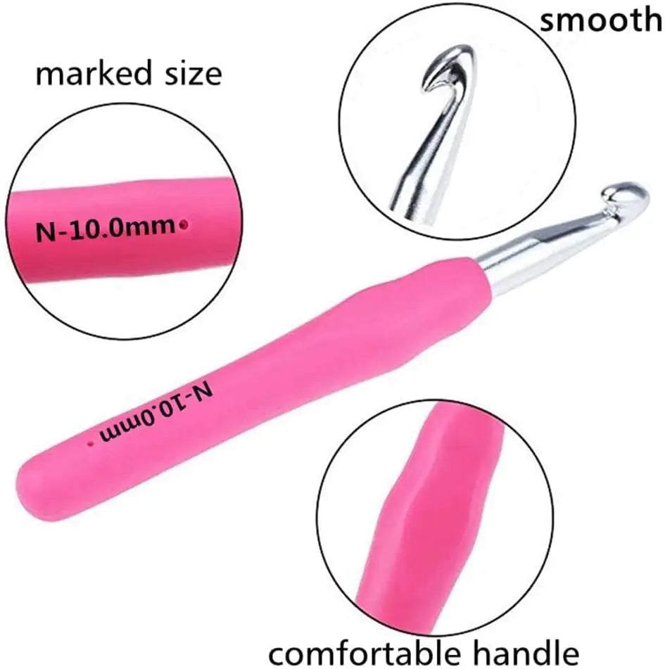 Large Ergonomic Crochet Hooks Set with 5 Sizes