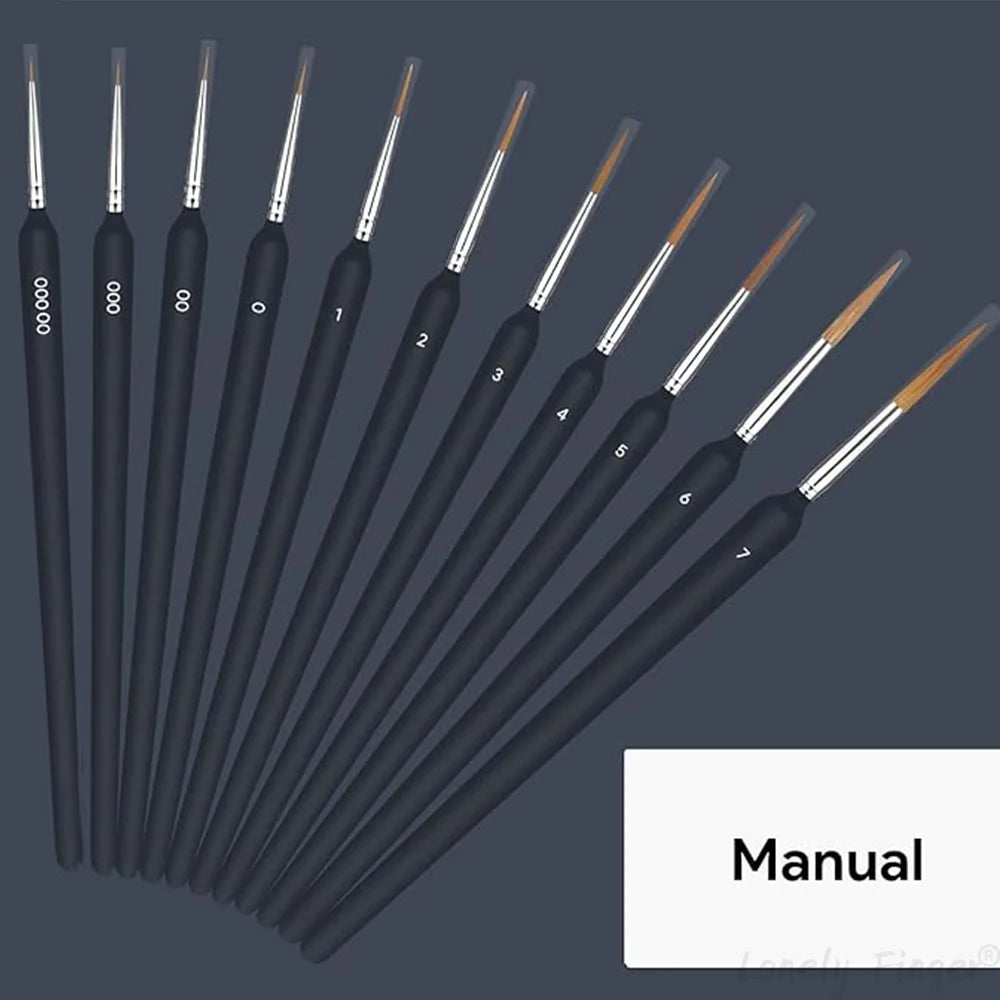 11Pcs Black Fine Tip Paint Brushes