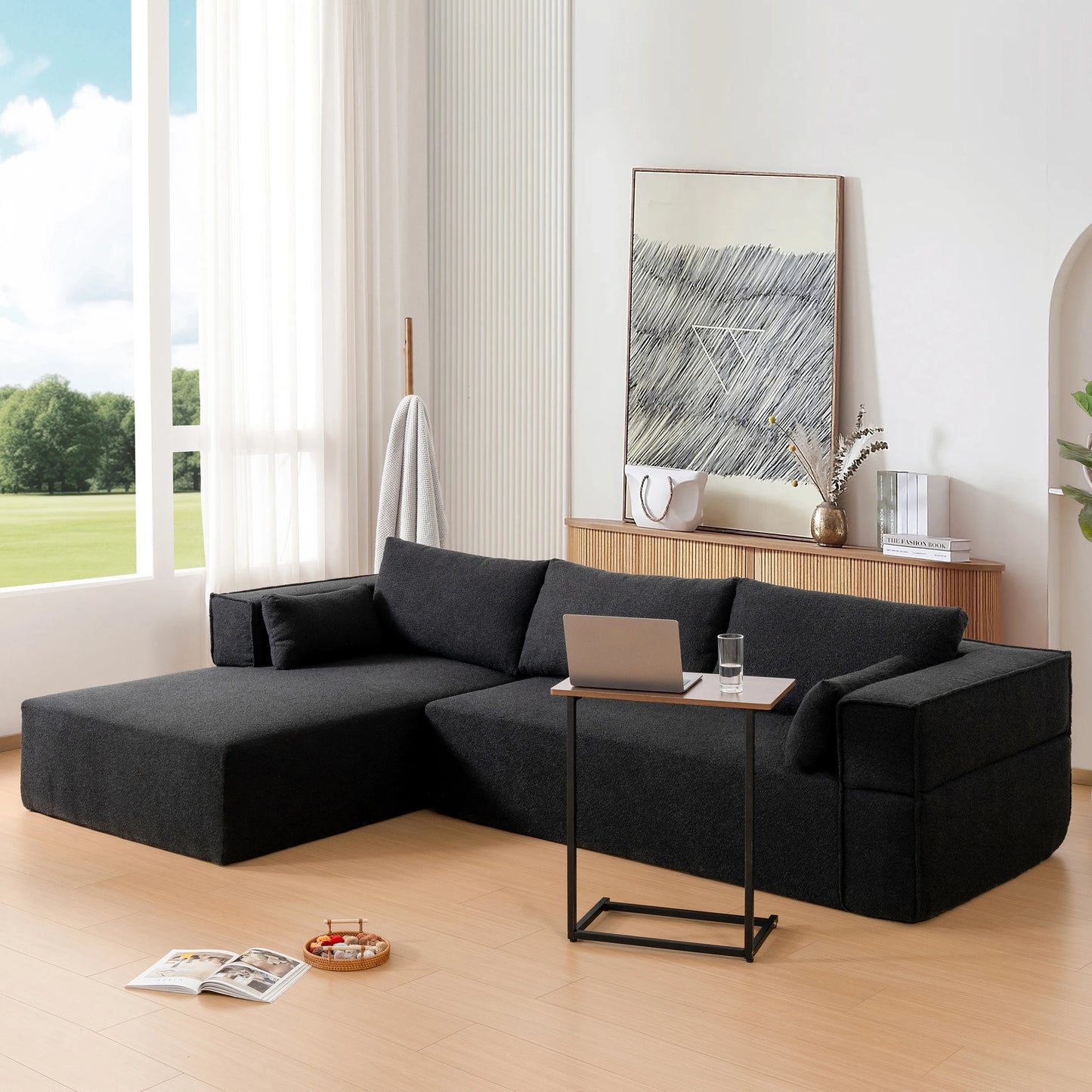 Modular Sectional Sofa with Free Side Table