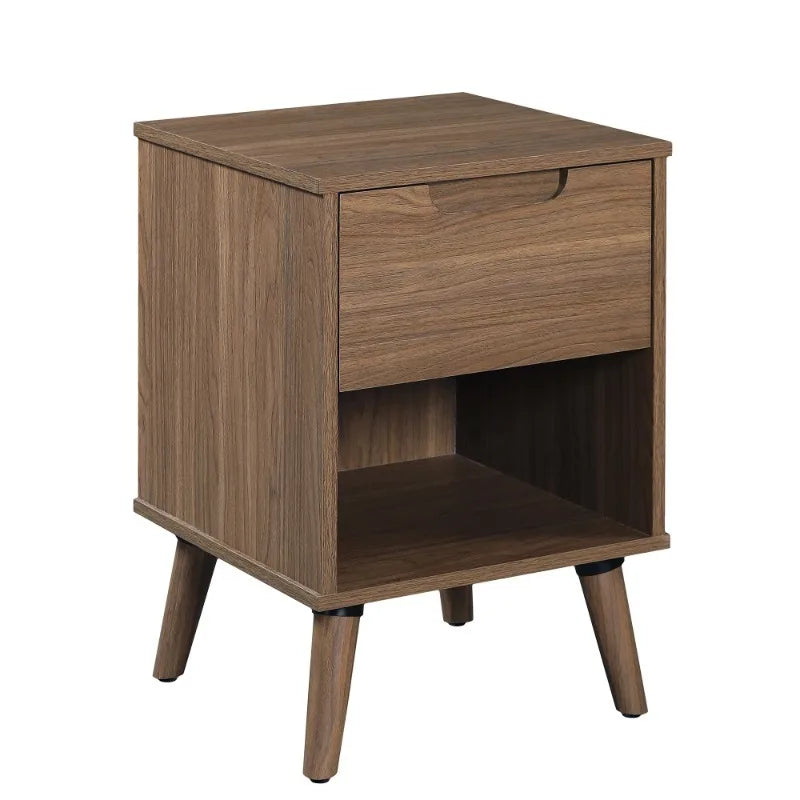 Nightstand with Storage Drawer and Shelf