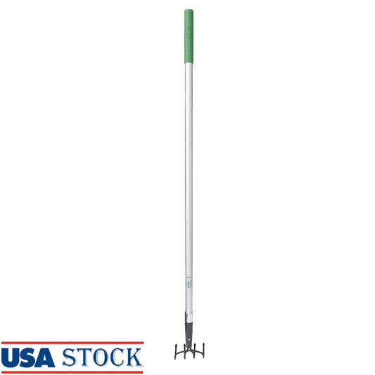 Durable Fiberglass, Long Handle, 4-Tine Cultivator with Comfort Grip