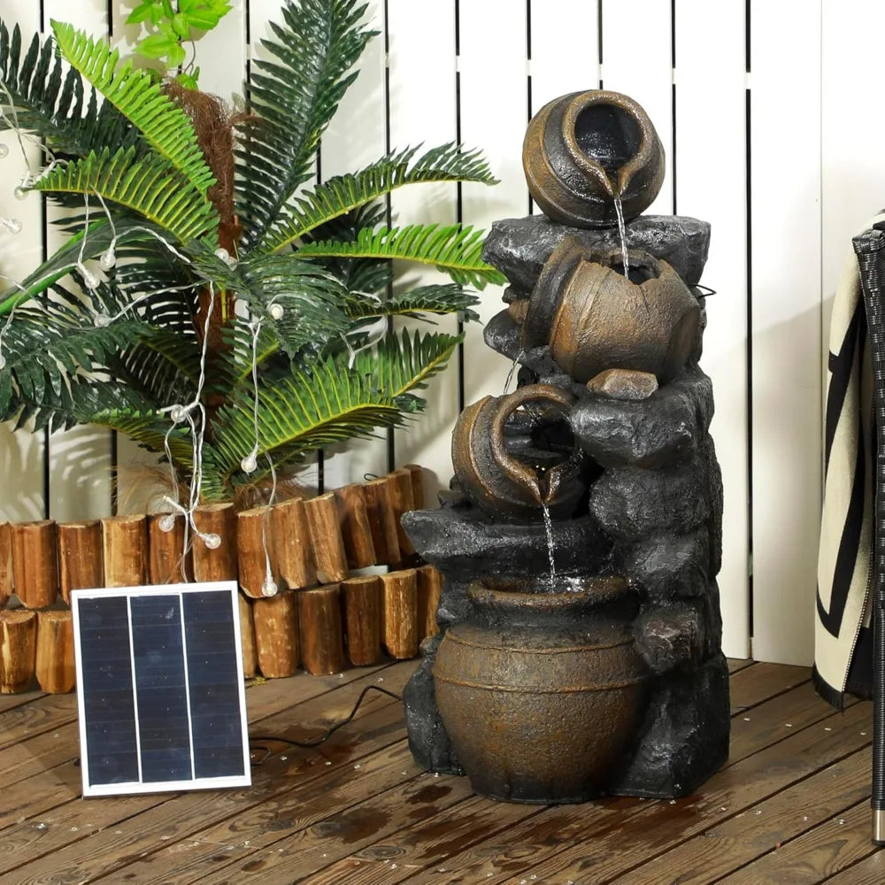 28.3" Tall Solar Powered Outdoor Water Fountain