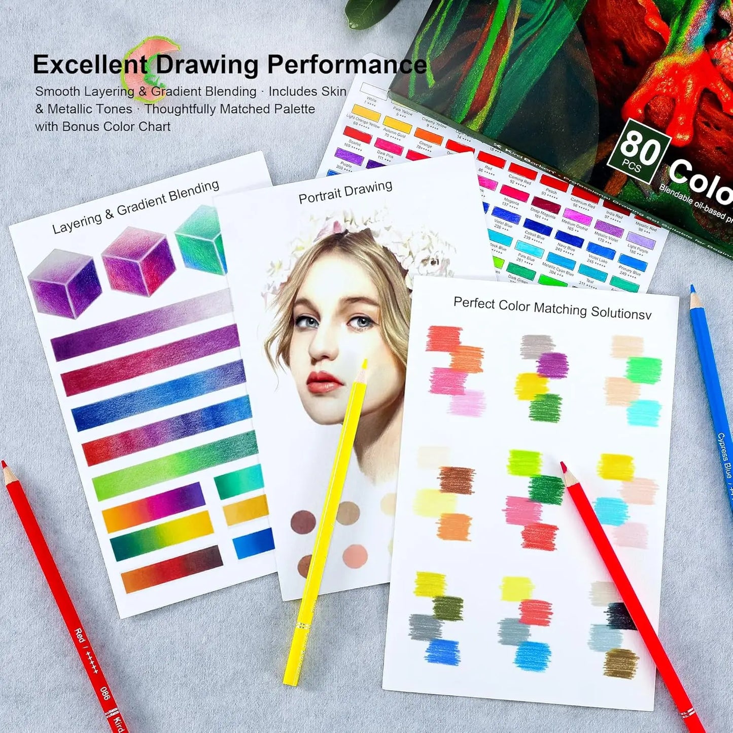 80 Professional Colored Pencils Set