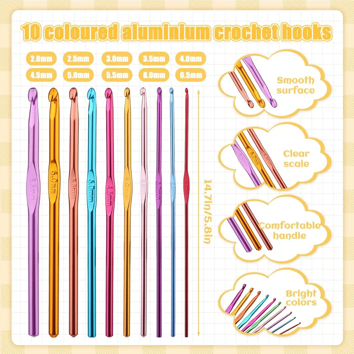 54-Piece Crochet Hooks Set with Storage Case
