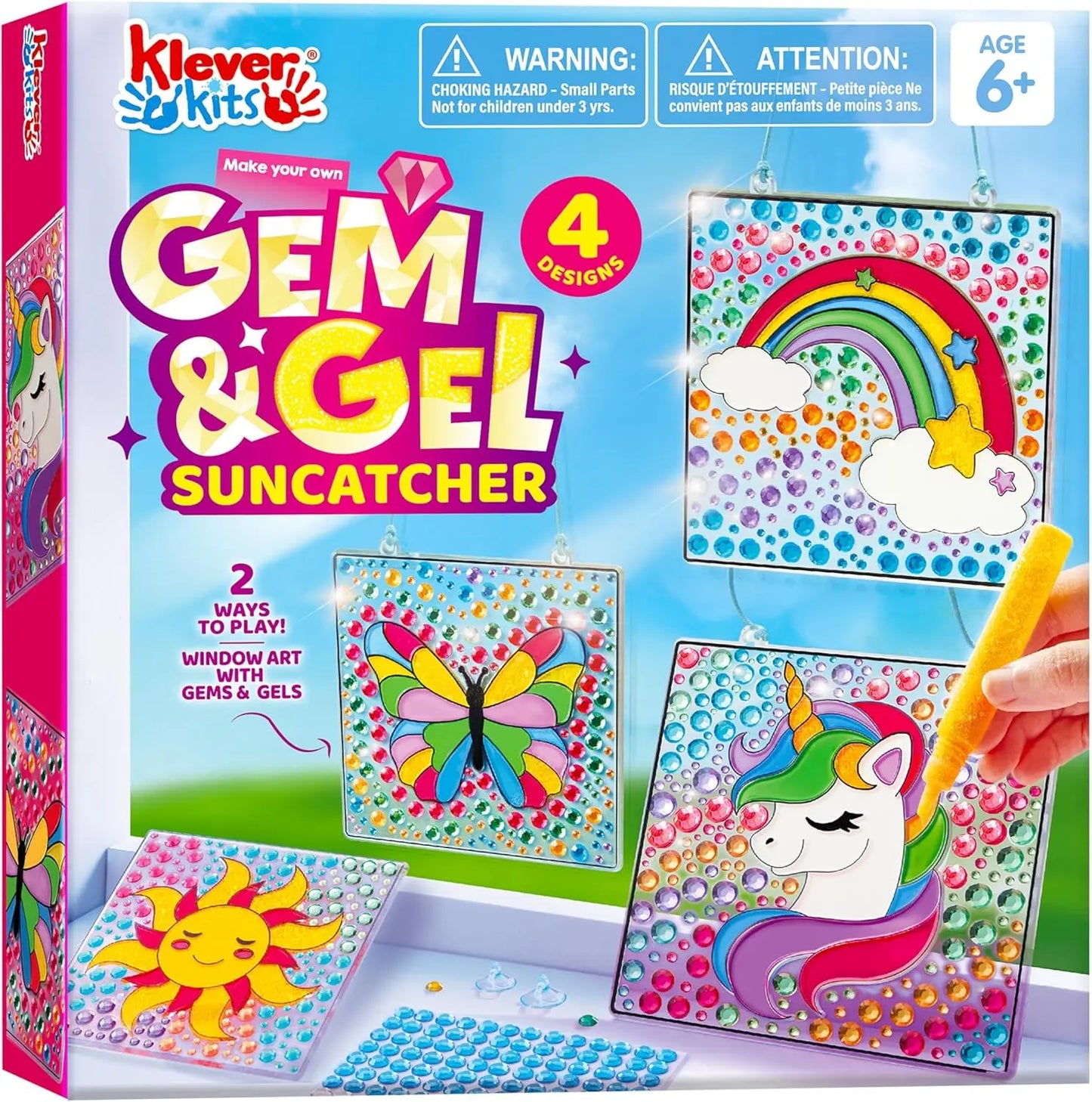4PCS Window Art, 2-in-1 Suncatchers, Diamond and Gels