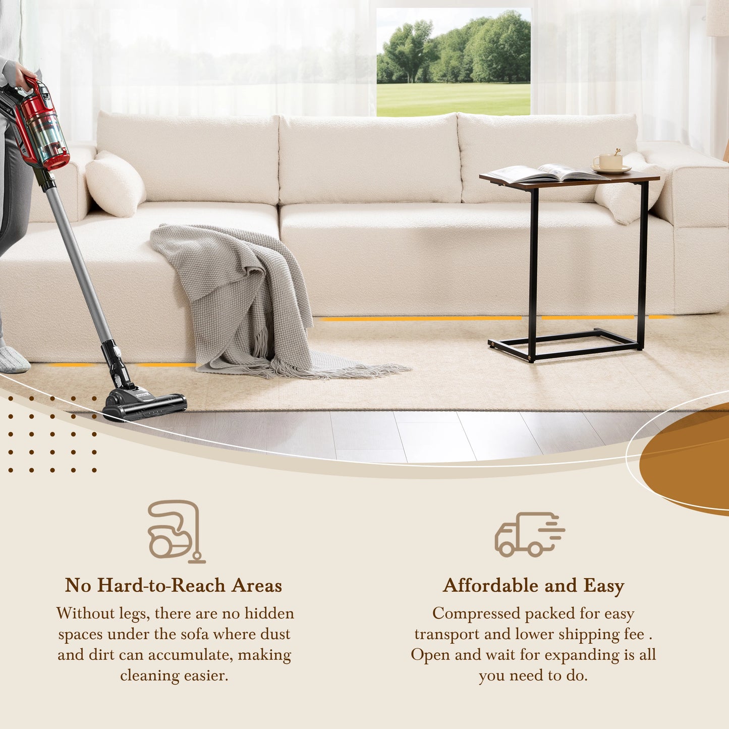 Modular Sectional Sofa with Free Side Table