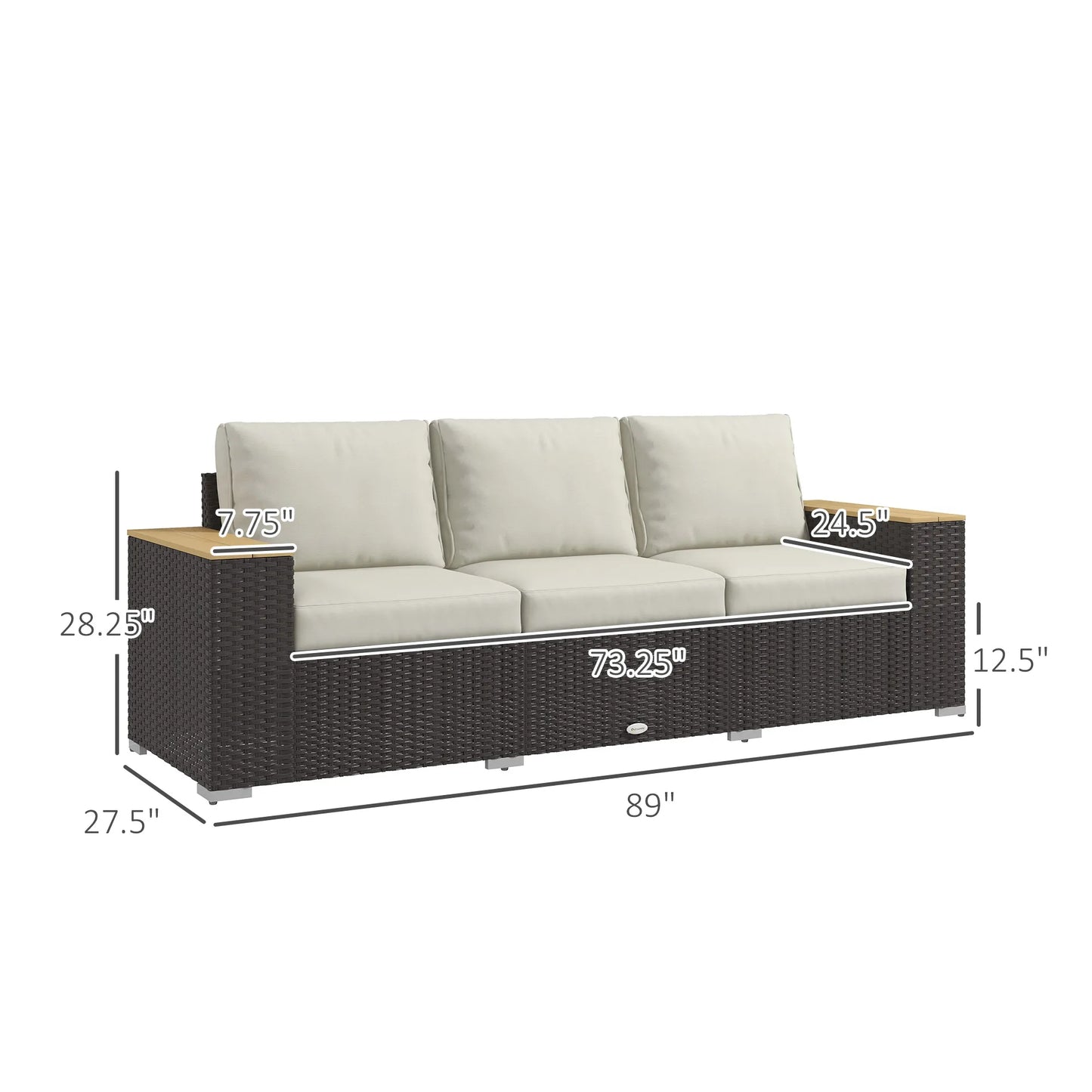 3-Seater Outdoor Sofa